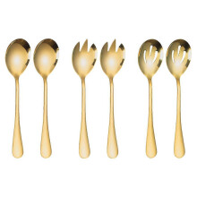 Buffet Serving Utensils Stainless Steel Spoons Slotted Sporks Solid for Dinner Crowds 6Pcs
