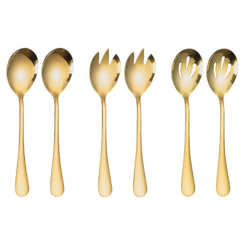 Buffet Serving Utensils Stainless Steel Spoons Slotted Sporks Solid for Dinner Crowds 6Pcs