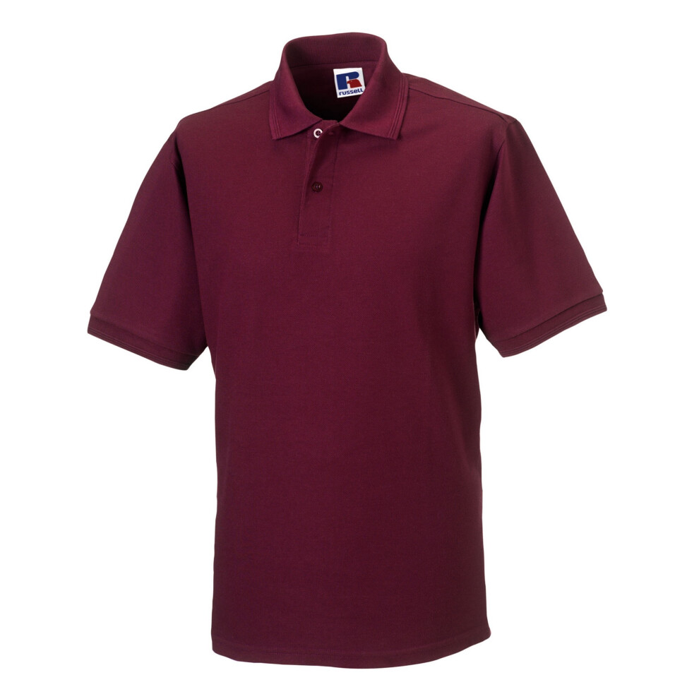 Russell (S, Burgundy) Mens Polycotton Pique Hardwearing Polo Shirt