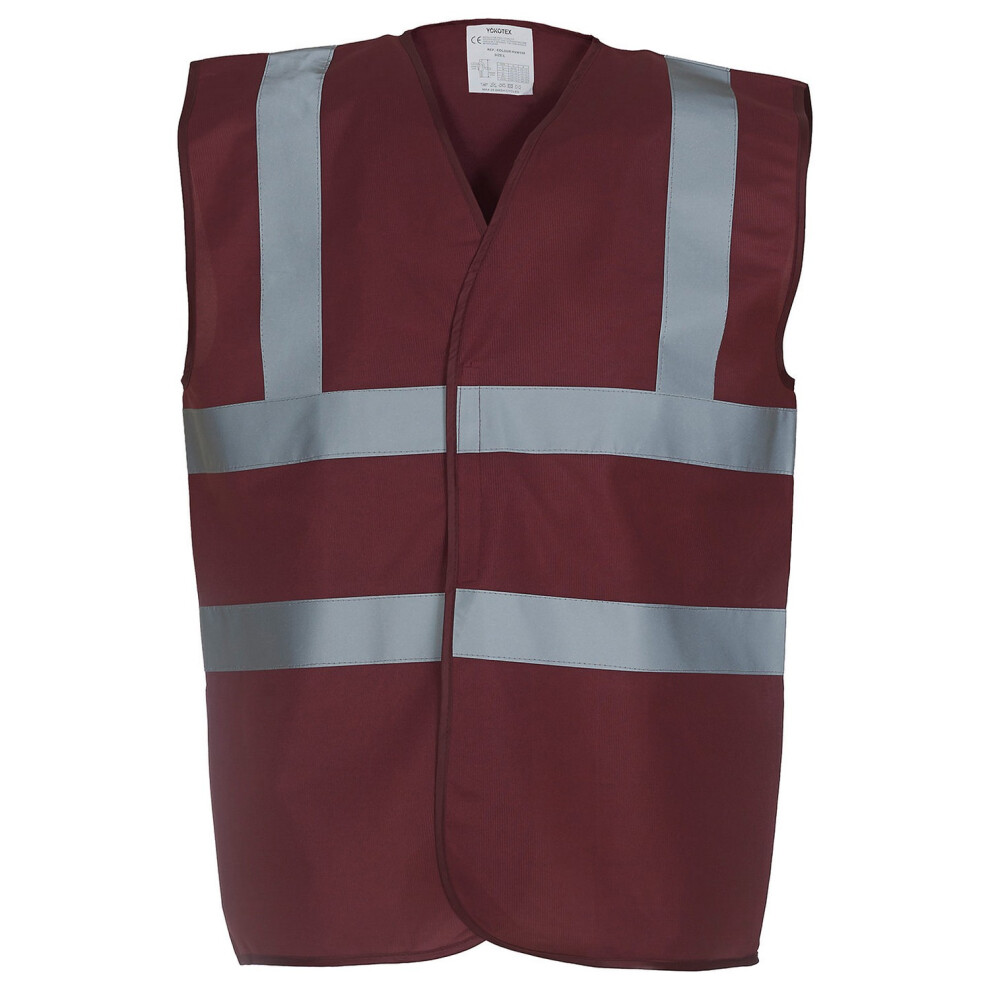(L, Maroon) Yoko Unisex Adult Hi-Vis Waistcoat 5063470308750