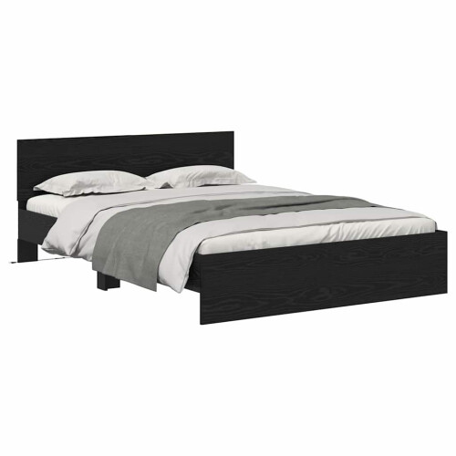 VidaXL vidaXL Bed Frame with Headboard Black Oak 140 x 190 cm Engineered Wood 2