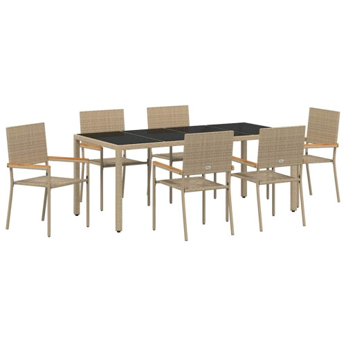 VidaXL vidaXL Garden Dining Set 7 pcs Beige Poly Rattan 1