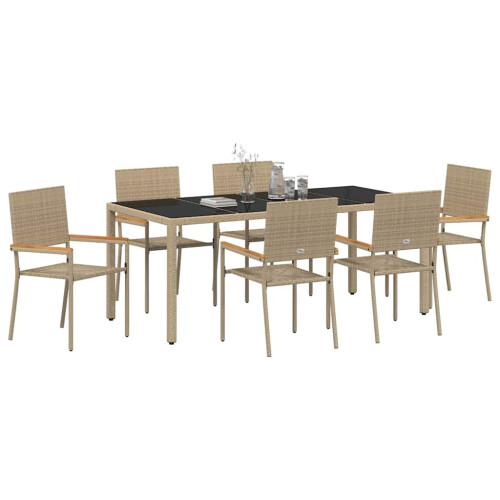 VidaXL vidaXL Garden Dining Set 7 pcs Beige Poly Rattan 2