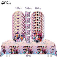 (BPPZ-41Pcs) Demon Hunter Birthday Party Supplies Set: porslin, banderoll, trtplgg och ballonger fr barnzz33