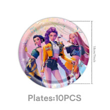 (Plates-7-10pcs) Demon Hunter Birthday Party Supplies Set: porslin, banderoll, trtplgg och ballonger fr barnzz33