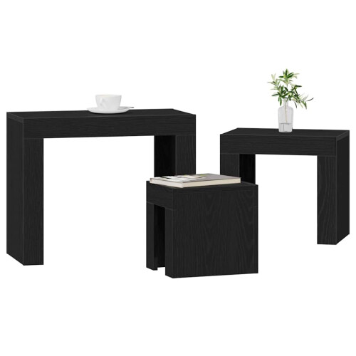 VidaXL vidaXL Nesting Tables 3 pcs Black Oak Engineered Wood 2