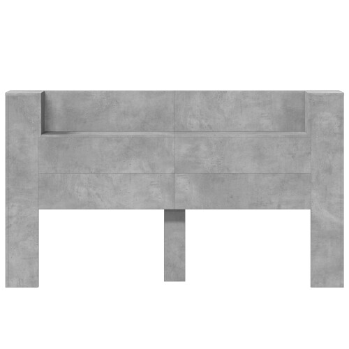 VidaXL vidaXL Storage Headboard with LED Concrete Grey Engineered Wood 2
