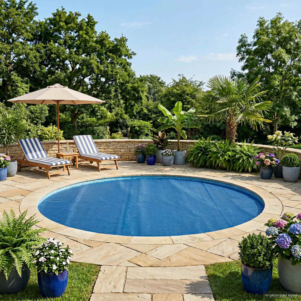 Vidaxl Solar Pool Cover Extra Heavy Ø 488 Cm 400 Μm Round Pe Blue