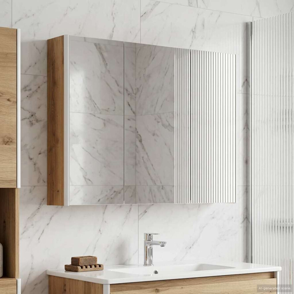 Vidaxl Bathroom Mirror Cabinet Artisian Oak 103.5 X 15.5 X 70 Cm