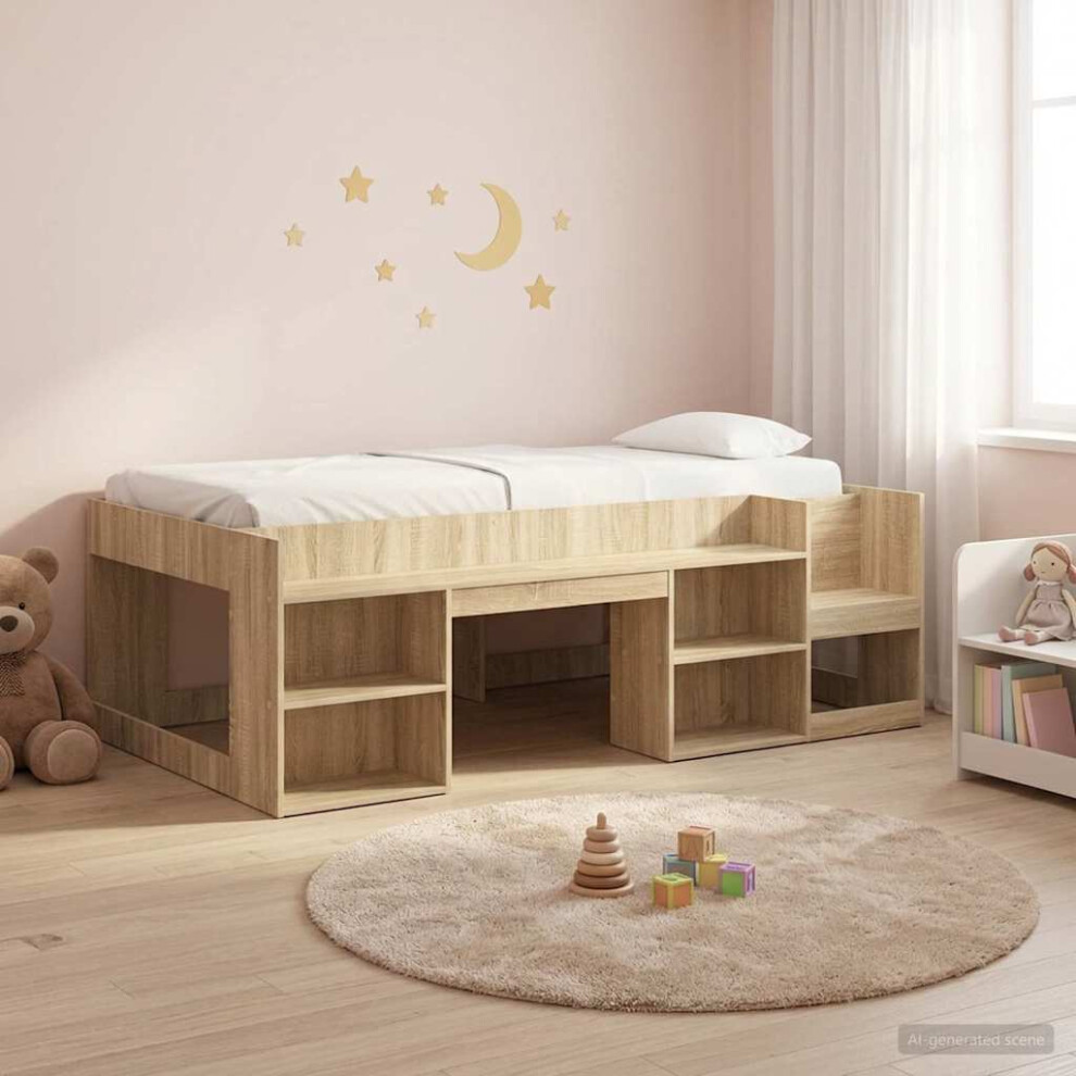 Vidaxl Kids'bed Frame With Storage Sonoma Oak 90 X 190 Cm