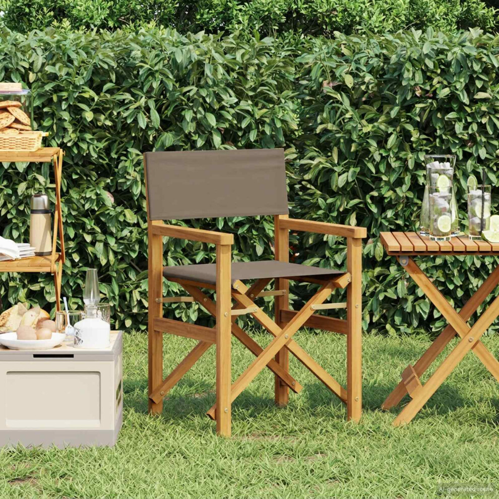 Vidaxl Director Chair And Taupe Solid Teak Wood Brown