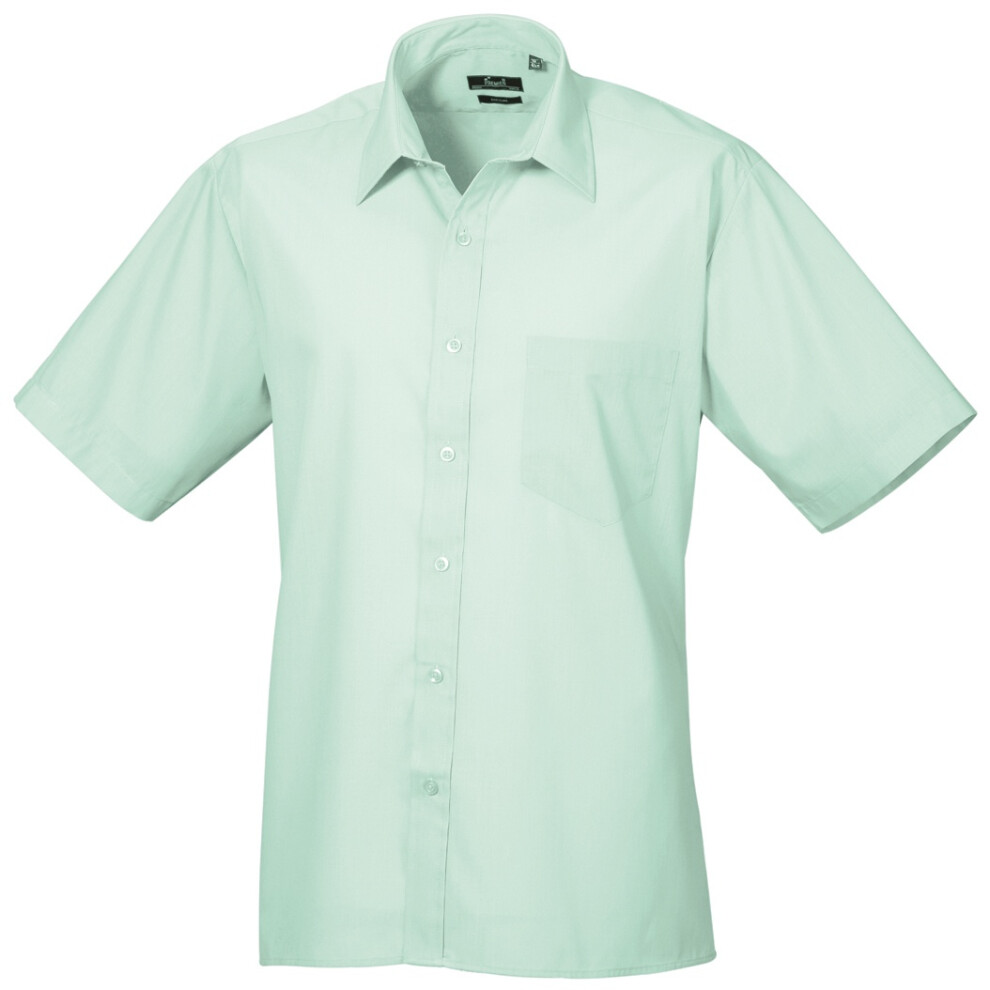 Premier (16.5, Aqua) Mens Short Sleeve Formal Poplin Plain Work Shirt Blue,Multicoloured
