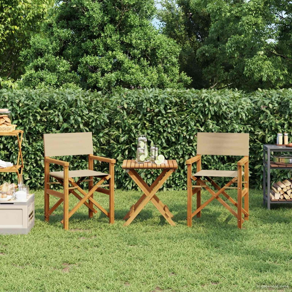 Vidaxl Director Chair Brown And Beige Solid Teak Wood Cream,Brown