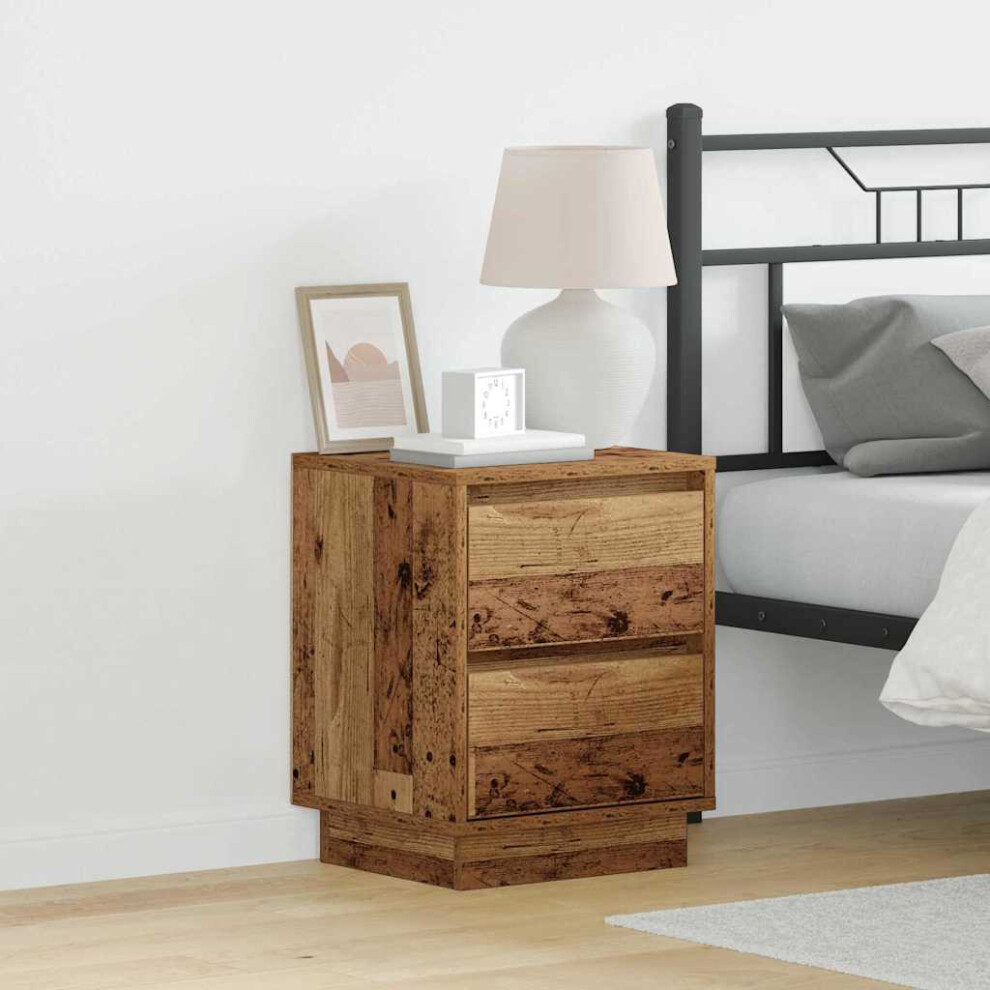 Vidaxl Bedside Cabinet With Drawer 2 Pcs Old Wood 39 X 34.5 X 50 Cm