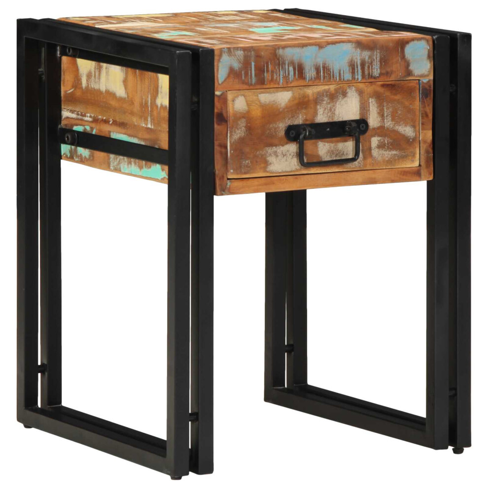 Vidaxl End Table With Drawer 40 X 40 X 50 Cm Solid Reclaim Wood