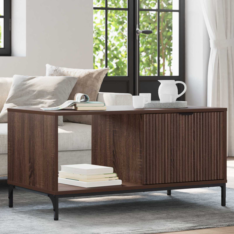 Vidaxl Coffee Table Oak 90 X 49 X 46 Cm Engineered Wood Brown