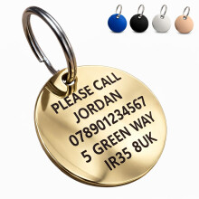 Personalised Dog Tags for Pets Engraved UK - Choose Size - Choose Colour - Pet ID Tag for Dogs & Cats - Stainless Steel Round Name Disc for Puppy Kit