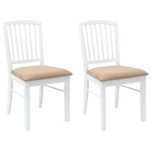 VidaXL vidaXL Dining Chairs 2 pcs White 50 x 52.5 x 91 cm Solid Rubber Wood 1