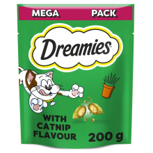 Dreamies Mega Pack Cat Treats, Tasty Snacks with Delicious Catnip, 6 Pouches of 200 g
