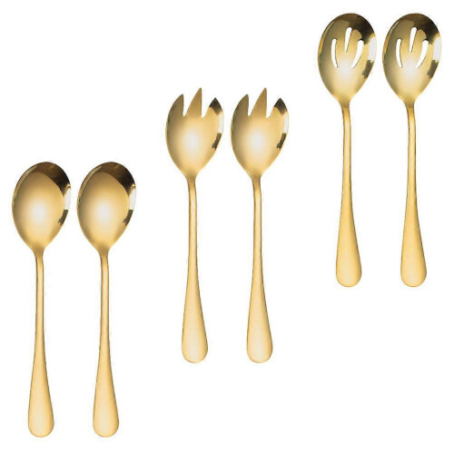 Buffet Serving Utensils Stainless Steel Spoons Slotted Sporks Solid for Dinner Crowds 6Pcs 1