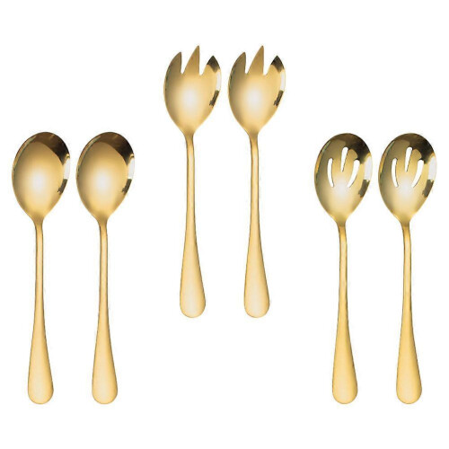 Buffet Serving Utensils Stainless Steel Spoons Slotted Sporks Solid for Dinner Crowds 6Pcs 2