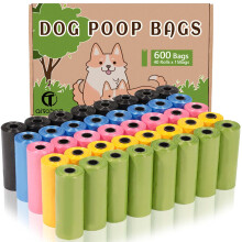 AiTodos 600 Dog Poo Bags, 5 Colours, 31 x 22 cm, Poo Bags Dogs-Polyethylene Material(40 Rolls of 15 Counts)