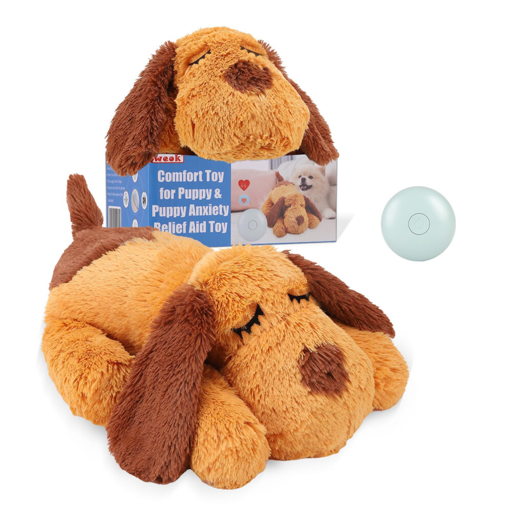 Weok Puppy Heartbeat Toy- Dog Heartbeat Toy For Separation Anxiety Relief, Puppy Heartbeat Stuffed Animal Anxiety Calming Behavioral Aid Plu