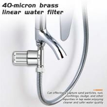 Reusable Inline Sediment Water Filter - Solid Brass Pre-Filter for Washing Machine, RV, Shower & Garden Hose
