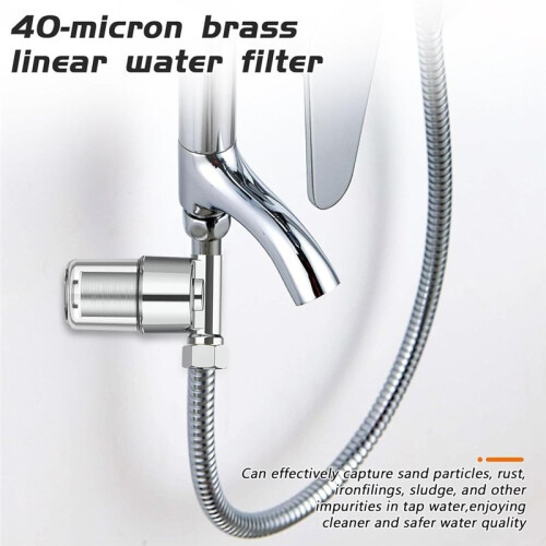 Reusable Inline Sediment Water Filter - Solid Brass Pre-Filter for Washing Machine, RV, Shower & Garden Hose