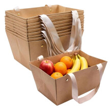 10 Cestas para Regalos, Vacías, para Hacer Tú Mismo, Kit de Cestas de Regalo para Fiestas con Asas, Bandejas de Mercado para Envolver Paquetes y