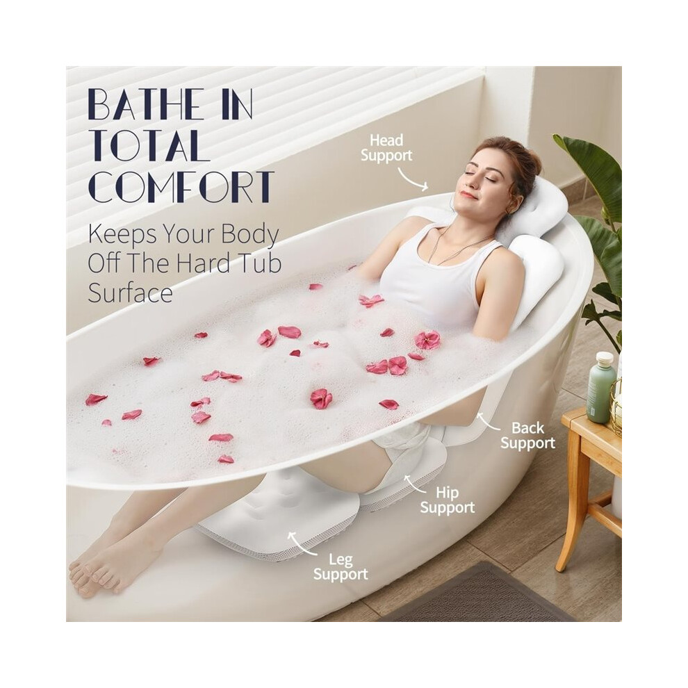 Full Body Bath Pillow for Bathtub, Thick Bathtub Cushion, Luxury Tub Pillow for Bath for Headrest Neck and Back Support