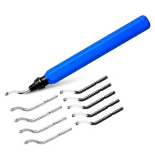 11-Piece HSS Deburring Tool Set - High-Speed Steel Blades - Manual Chamfer & Reamer with Metal Handle