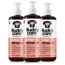 Buddycare Scottish Salmon Oil for Dogs and Cats (500ml x3) 100% Natural & Sustainable Supplement | Rich in Omega 3, 6 & 9 for Boosting the Health & V
