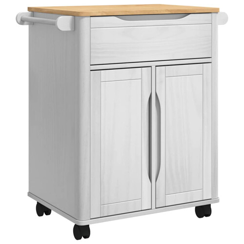 VidaXL vidaXL Kitchen Trolley FLORO White 72.5 x 45 x 80 cm Solid Pine Wood 1