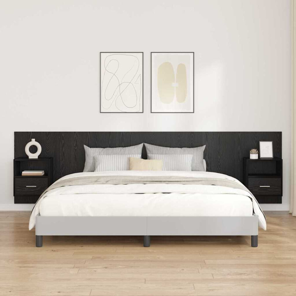 vidaXL Headboard With Cabinet 3 pcs Black Oak Engineered Wood - Image 3
