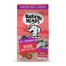 Barking Heads Complete Dry Dog Food 2kg - Adult All Hounder Hair Necessities Salmon - Natural Grain Free Hypoallergenic for Skin & Coat - Vet Approve