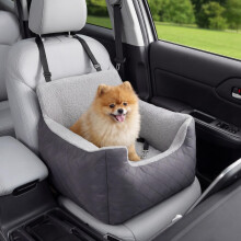 Lesure Waterproof Small Dog Booster Car Seat, 54.5x49.5x38cm, Dark Grey | Car Dog Seat For Medium Dog, Clip-On Leash For Pet Travel Carrier Bed