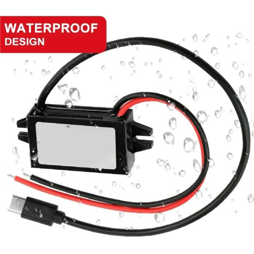 Convertitore - da 12V 24V A 5V 3A per Auto, Alimentatore Step-Down per USB Type-C, Doppio USB Quadrato.
