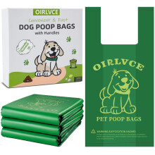 OIRLVCE 300 Dog Poo Bags with Handles, Easy-Tie Pet Poop Bags, Extra Thick, Leak-Proof, Dog Waste Bags