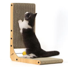 FUKUMARU L Shaped Cat Scratching Board, 48 cm High with Ball Toy