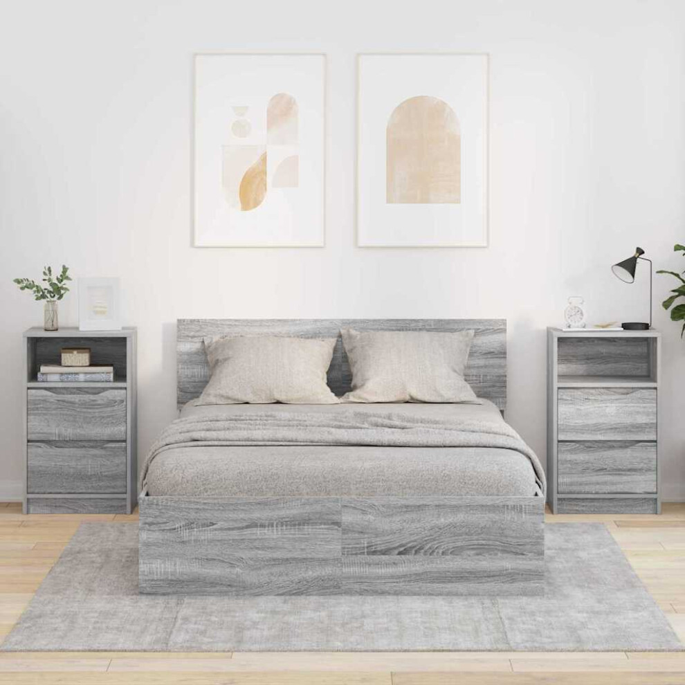 Vidaxl Bedside Tables With Drawer 2 Pcs Sonoma 40 X 30 X 467 Cm Grey