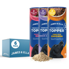 James & Ella Freeze-Dried Raw Dog Food Topper (6 x 50g) 2 Tubes of Each Flavour, Chicken, Beef & Game ? Freeze-Dried to Seal in Nutrients
