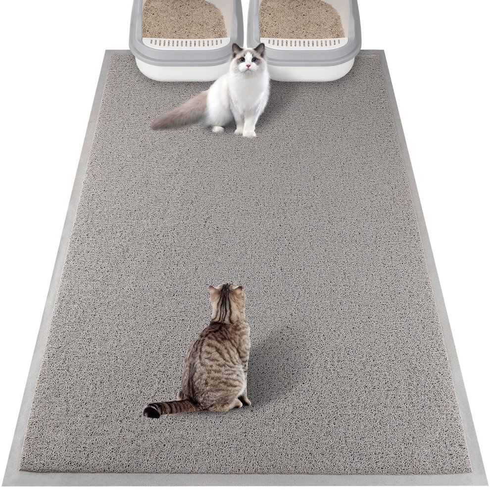 Ondware Cat Litter Mat, 120X80 Cm Litters Box Mat Waterproof Non-Slip Easy To Clean Washable Trapping Mat For Kitty(Gray)