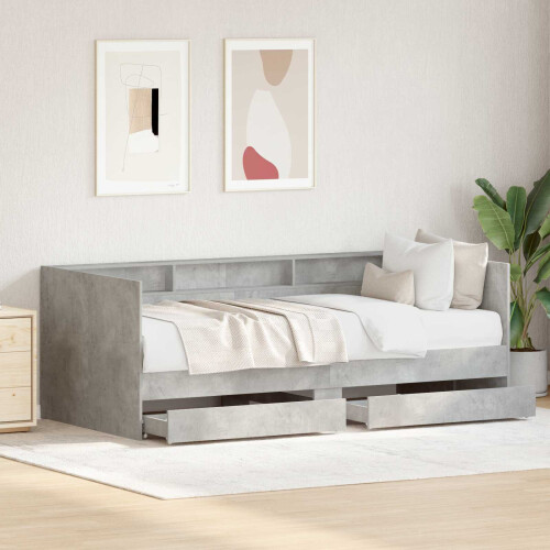 VidaXL vidaXL Day Bed with Drawer Grey 90 x 200 cm Engineered Wood 2