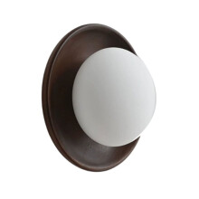 Nature Wood Walnut Color Bedroom Bedside Wall Lights Milky White Round Glass Wall Lamp for Hallway Stair Aisle A