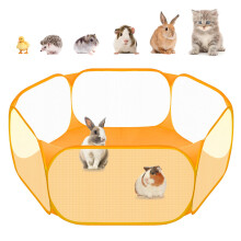 Small Animals C&C Cage Tent, Breathable & Transparent Pet Playpen Pop Open Outdoor/Indoor Exercise Fence, Portable Yard Fence for Guinea Pig