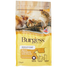 Burgess Adult Cat Food British Chicken and Duck - 1.5 kg, Brown