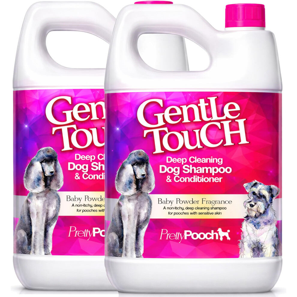Pretty Pooch Gentle Touch Dog Shampoo & Conditioner - 4 Litres (Baby Powder Fragrance) - A Non-itchy, Professional Deep Cleaning Shampoo for Dogs wi