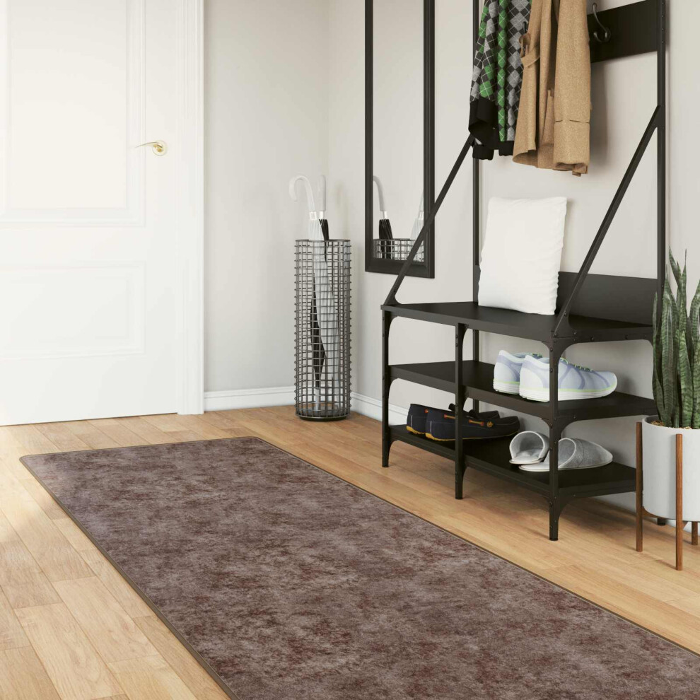 Vidaxl Rug Runner Marsa 100 X 350 Cm Polyester And Pvc Grey