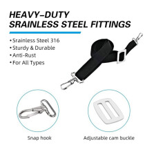 2 PCS Adjustable Heavy Duty Bimini Top Straps, Marine Grade Double Snap Hook Strap+ Pad Eye Straps, 33"-60"